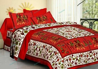New Occasion Gift Red Color Bed Sheet Cotton Double With 2 Pillow Cover