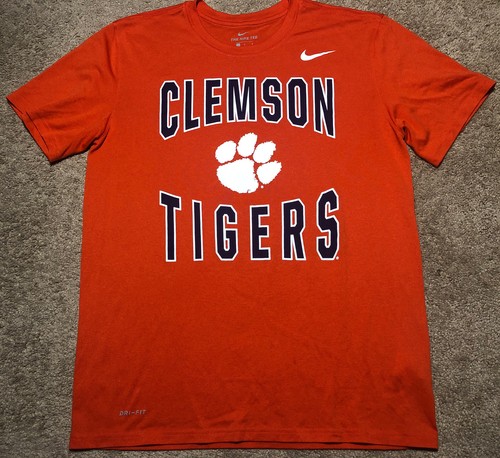 Nike DriFit Clemson Tigers Men’s Large Orange T Shirt Classic Paw Short Sleeves