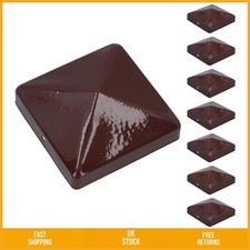 Durable Brown Metal Fence Post Caps Rust Proof Cover 75mm x 75mm Square 8 Pack
