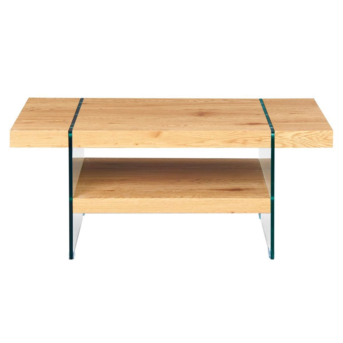 Table basse 2 niveaux Andrea 110cm meuble salon rectangulaire bois clair