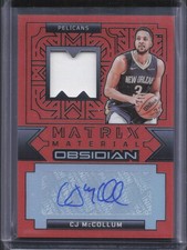 2023-24 Panini Obsidian CJ McCollum Matrix Material Jersey Auto Orange /49