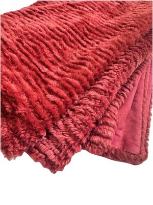 Pier 1 Chenille Throw Lush Dark Red 58x48  Boucle Bed Sofa Reversible EUC