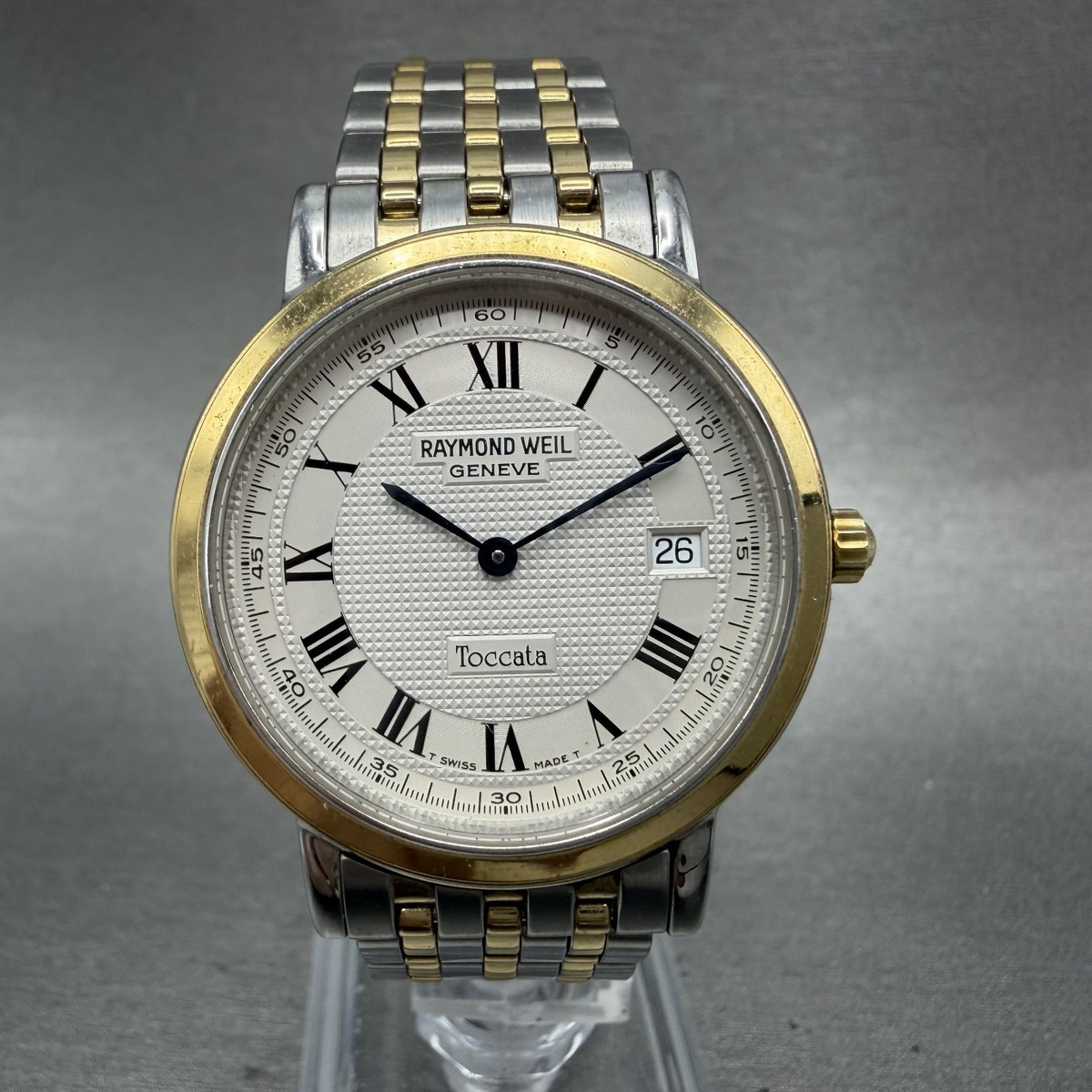 Raymond Weil Toccata Watch Men 34mm White Dial Two Tone Date Round
