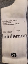 Lululemon Daily Essential Crew Socks 3 Pack sz. Large Black White And Grey