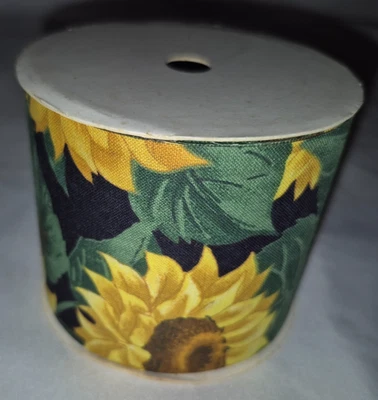 Sunflower Ribbon, 2 1/2" Wide, Double Sided Wireless Edge, 3 YARDS NEW - Image 1 of 2