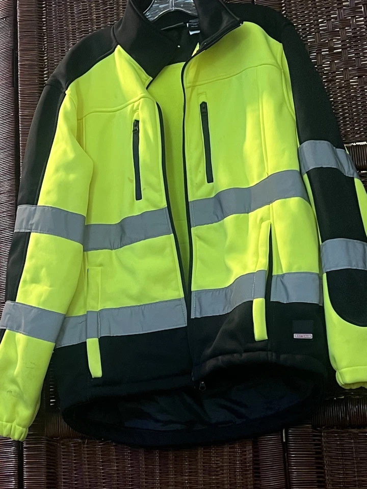 Chaqueta de Trabajo Craftsman Alta Visibilidad con Capucha Talla M Necesita Cremallera Reparada Foto 2 de 4