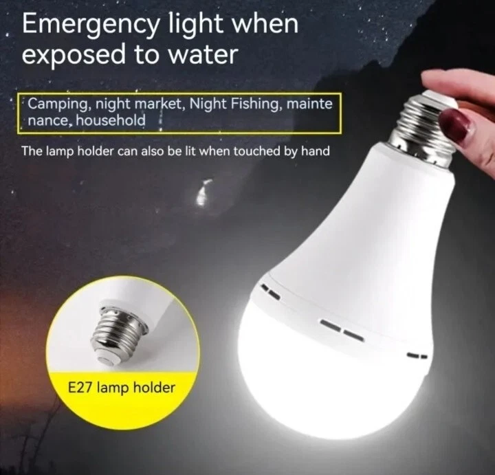 Lampada Lampadine Led E27 D'Emergenza Ricaricabile Anti BlackOut 7 Watt Fredda - Immagine 2 di 4