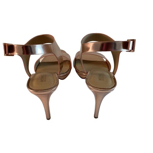 Michael Kors Rose Gold Metallic Leather Heels Pumps Shoes Sandal Size 8M - Picture 7 of 12