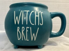 Rae Dunn Teal Blue Cauldron Pot Witch’s Brew Mug Cup With Recipe On Back NEW