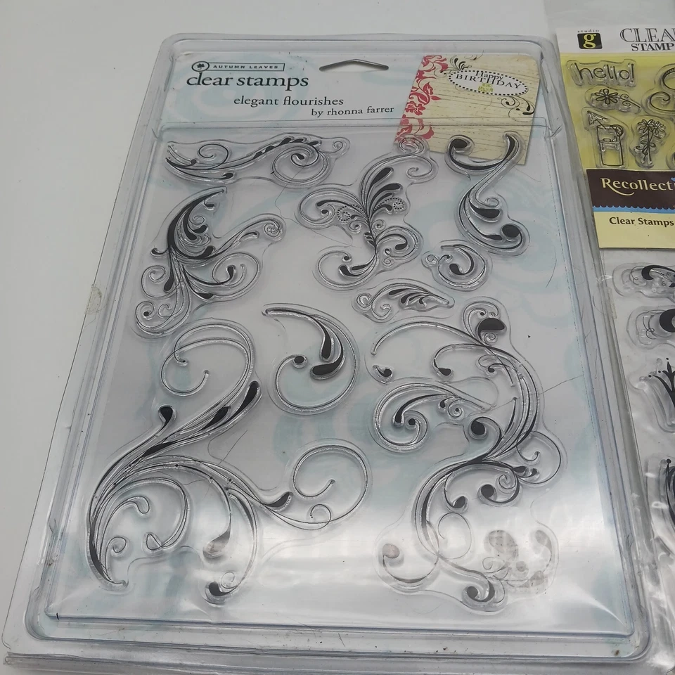  Autumn Leaves & Studio G Clear Acrylic Stamps Lot Swirls Patterns & More  - Image 4 of 4