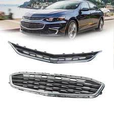 For Chevrolet Malibu 2016-2018 Chrome Front Bumper Upper Lower Honeycomb Grille