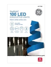 GE StayBright 100-Count White Mini LED Plug-In Christmas Icicle Lights