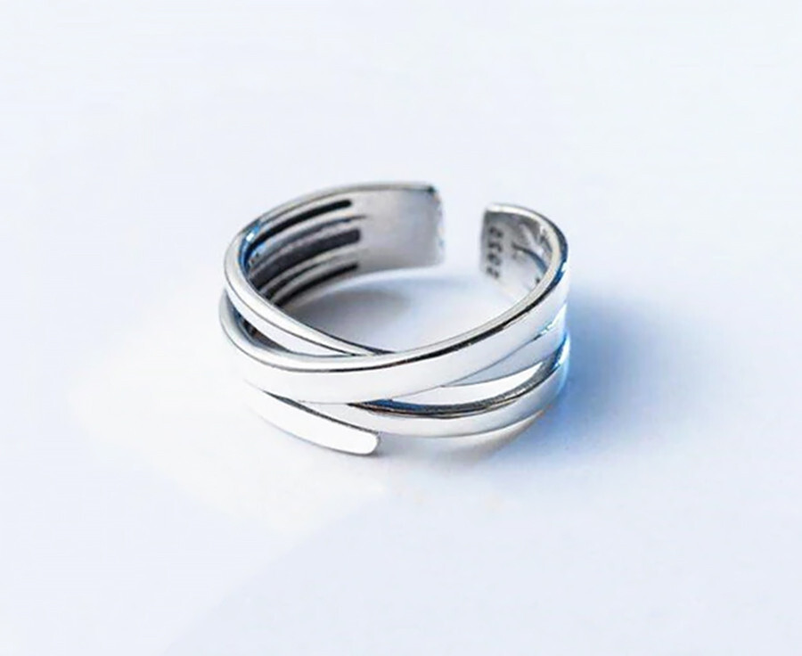 Criss Cross Ring 925 Silver Ring Adjustable Ring eBay