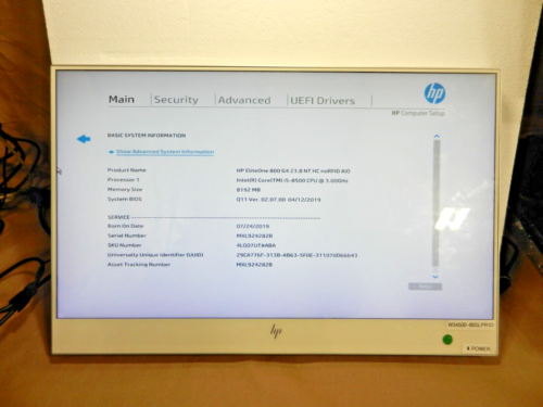 HP EliteOne 800 G4 23.8 Healthcare noRfiD CORE i5-8500 @ 3.00GHz / 8GB / NO HDD