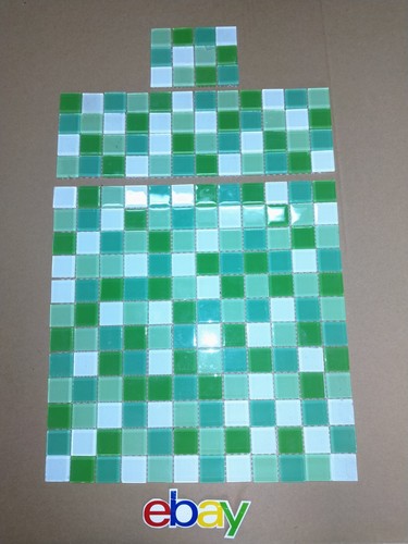1 PC + Remnants Green White Glass Mosaic Tile 12.5x12.5 Tile Shop 7/8"x7/8