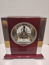 Tall Mahogany Finish Piano Skeleton Clock Vintage