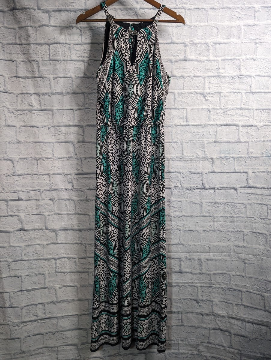 White House Black Market Small Maxi Dress Pattern Keyhole Sleeveless Green Long | eBay White House Black Market Small Maxi Dress Pattern Keyhole Sleeveless Green Long | eBay