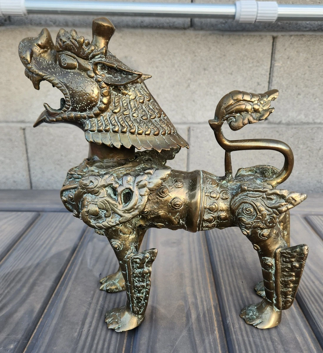 中国古董黄铜狗雕像、雕像| eBay