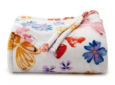 Butterflies  Flowers Soft Throw Blanket 5' x 6 ft - Multicolor The Big One -New