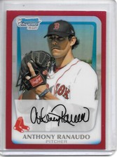 2011 Bowman Chrome ANTHONY RANAUDO 1ST RED REFRACTOR PROSPECT RC #5/5 RED SOX!