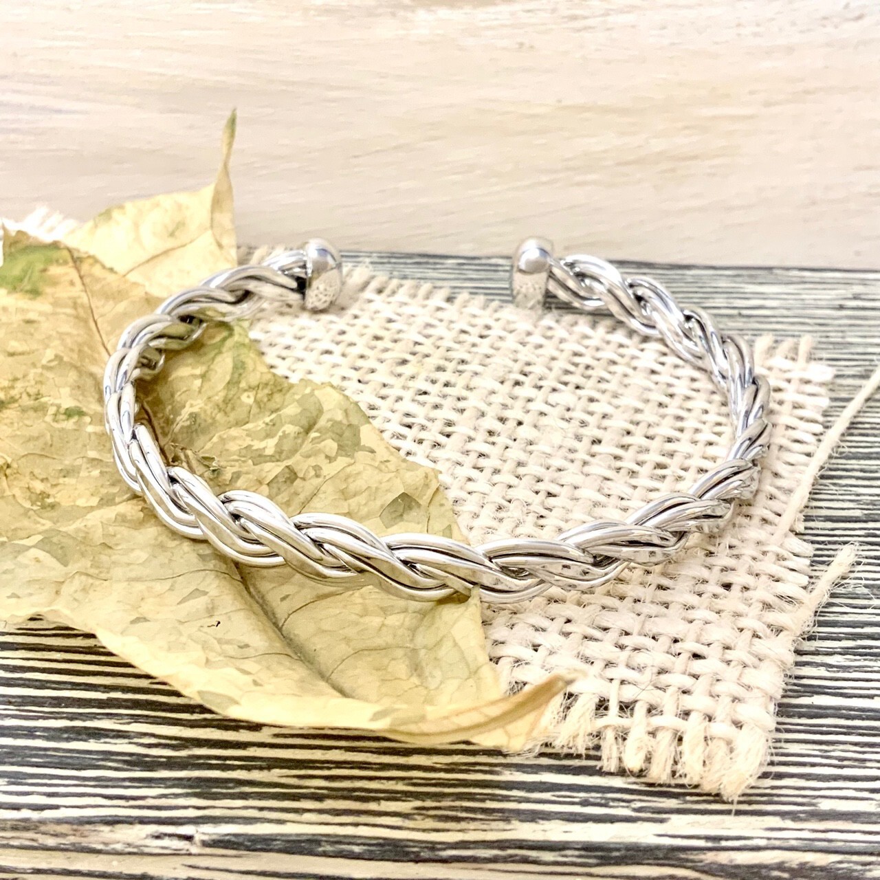 Twist braided 6mm open cuff bracelet simple stackable must have item. everyday