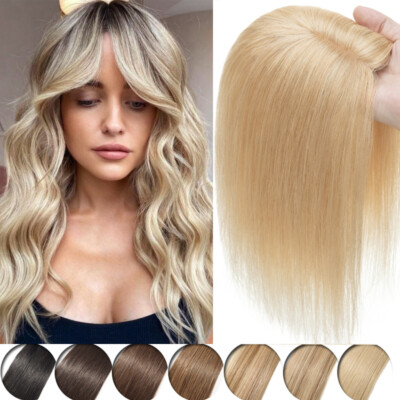 Topper Hairpiece Clip In Remy Human Hair Mono Silk Base Toupee Women Wiglet Weft