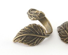 Leaf Ring Adjustable Antique Bronze Plated brass 17.5mm 7US inner size 765