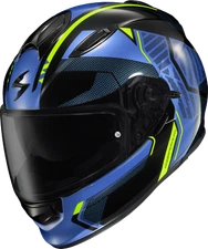 SCORPION EXO Ryzer Full Face Helmet Switch Blue/Hi Viz XL RYZ-1206