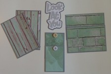 2461 LOOK AT YOU 7 PIECE PREMADE SCRAPBOOK PAGE MAT SET JJ EPHEMERA - TONYA