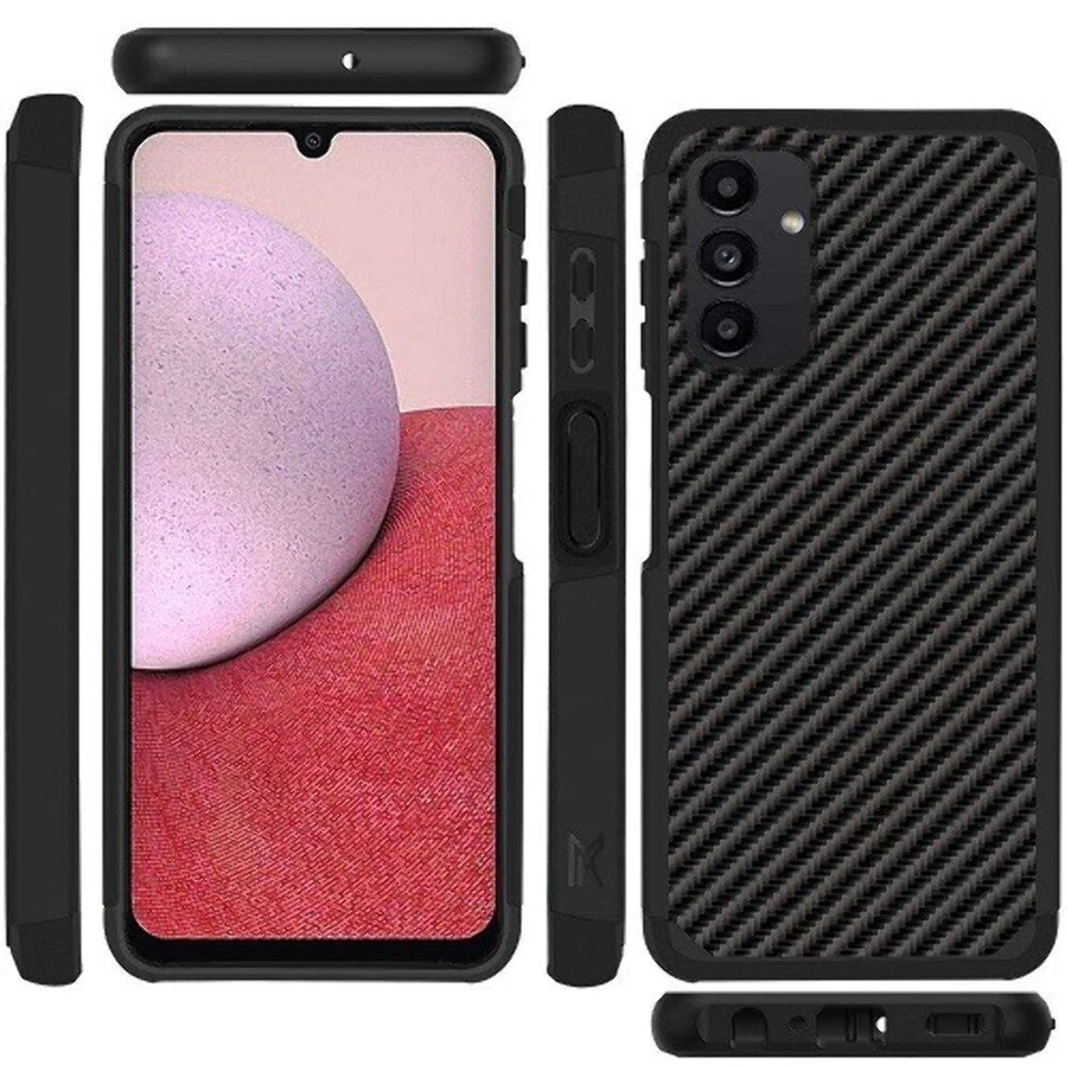 Resistente Fuerte Híbrido Imán Montaje Amigable Estuche Cubierta Carbono para Samsung A14 5G Foto 4 de 4