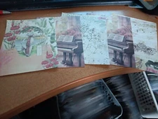 5X SHEETS NOSTALGIC/VINTAGE FOR SCRAPBOOKING/JOURNALS  +/- 13X9 CM (VIN1311)