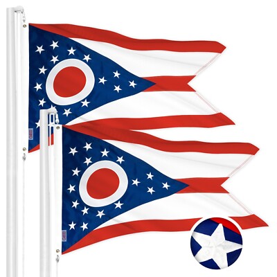 G128 2 Pack: Ohio OH State Flag 4x6 Ft Embroidered 300D Polyester