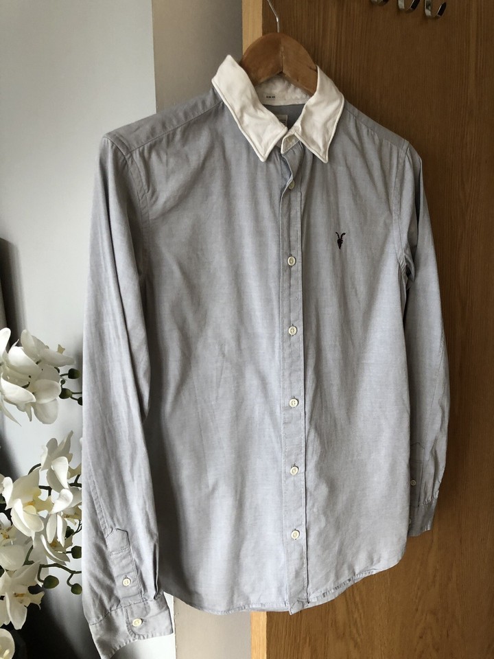 All Saints Mens Shirt XSmall Long Sleeve 100 Cotton Slim Fit eBay