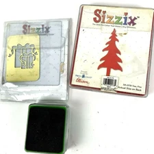 Sizzix Lot Original Large Red Tree Pine Christmas Holly Gifts present embosser