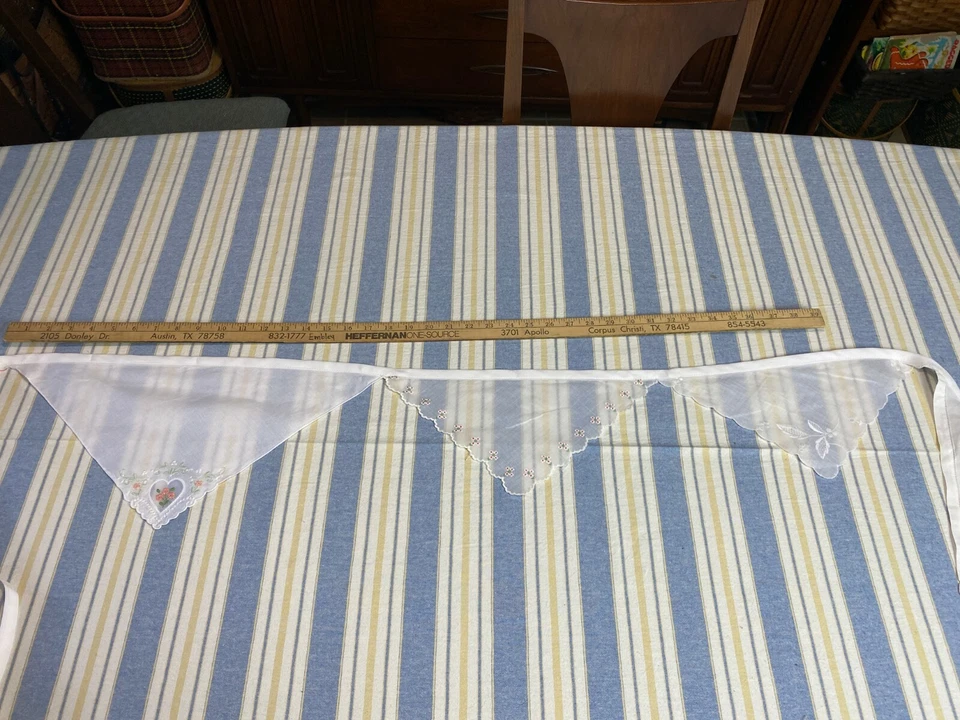 Pañuelo Vintage Bunting Guirnalda Pañuelo Banner Hecho a Mano Flores Blanco Rosa Foto 3 de 4