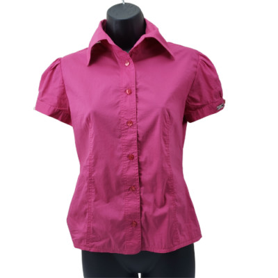 Kocca Women's Shirt Size Small Short Sleeve Pink Button Up Blouse