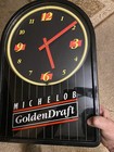 Michelob Golden Draft Beer Bar Neon Clock Lighted busch bud Sign Rare — photo 8