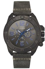 Guess Gray Genuine Leather 45mm Gray Dial Multifunction Viper Mens Watch W0659G3