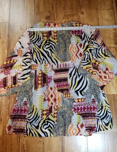 NWT SILHOUTTES Women's Dress Plus 24 Multicolor Safari Print Lined Cami L/S Boho - Picture 8 of 12