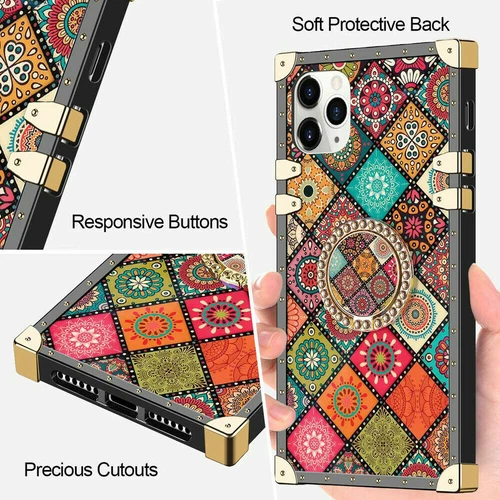 Luxury Ring Grid Totem Cover Case For 11 12 13 14 15 16 Pro Max XR XS 7 8 SE 16E - Picture 2 of 17