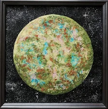 Original Acrylic Painting Planet #4 - Handmade Artwork Framed