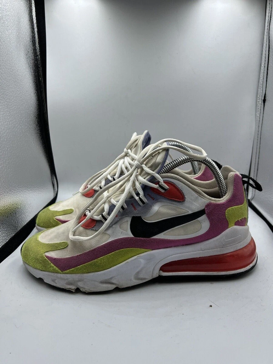 ga zo door Regelmatig Gloed Nike Air Max 270 React White Pink Yellow Running Shoes CZ9351-100 Size 8.5  | eBay