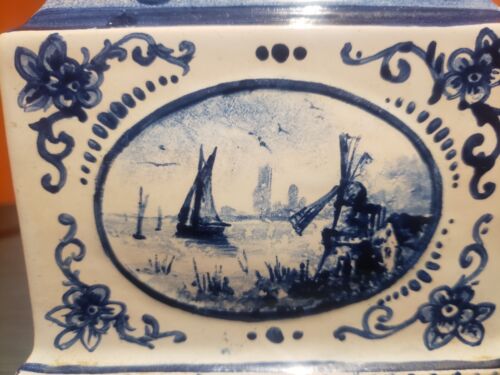 Blue White Delft Miniature Tall Case Clock 19th Century-Vincinti&Cie French Mvmt - Picture 9 of 11
