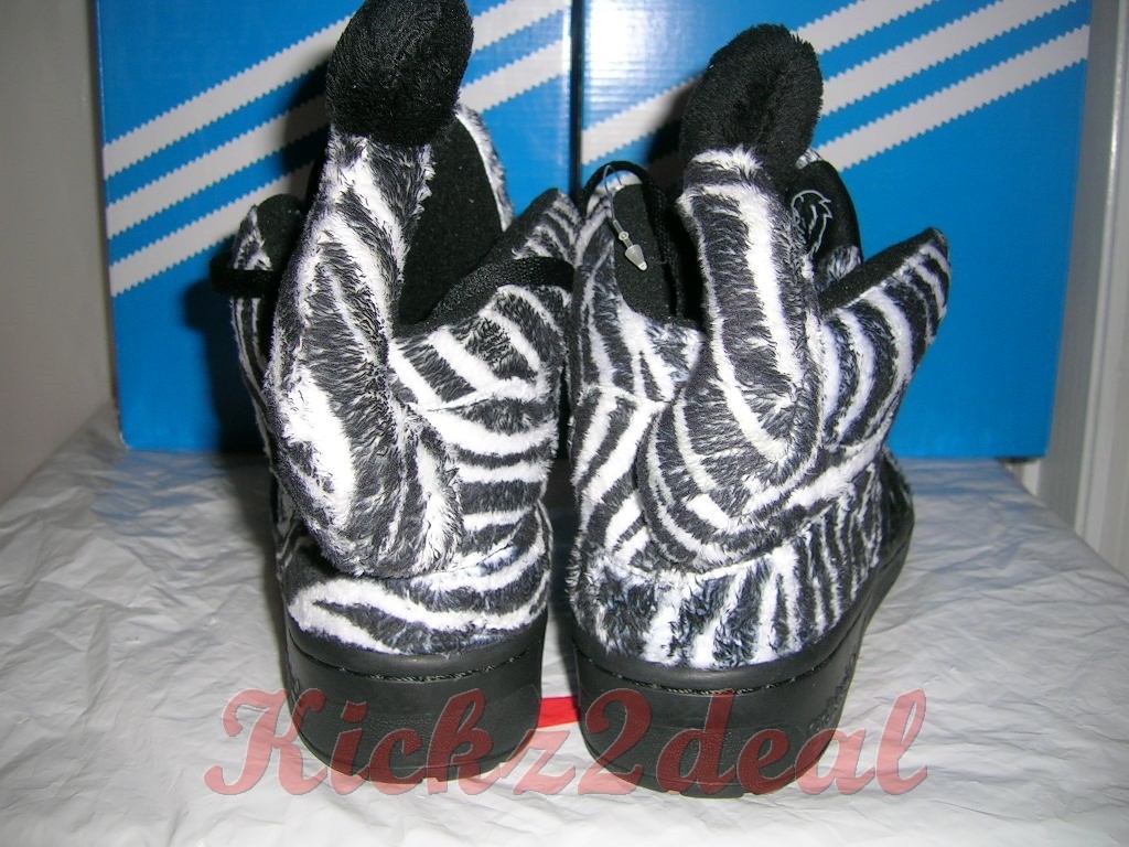 NEW ADIDAS JS ZEBRA Shoes MENS SZ 8 US Black/White Jeremy Scott