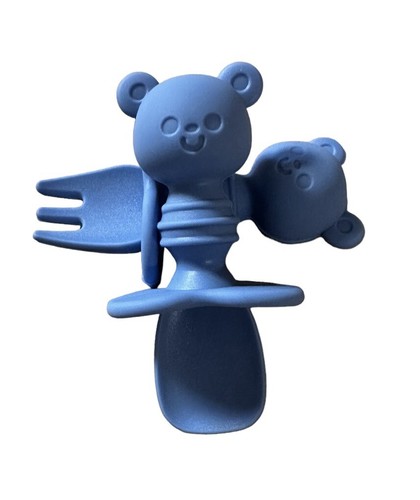 Baby Fork And Spoon Set , Silicone Self Feeding Utensil With Carry Case BPA-Free - Picture 3 of 4