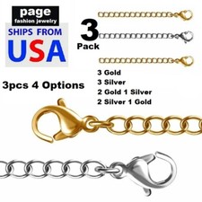 3pcs 4 Options- Gold/Silver 3" Chain Extenders For Necklace/Bracelet Jewelry