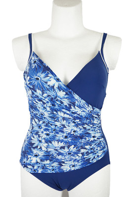 Alba Moda Badeanzug Größe 38 C Cup Bademode Blau Marineblau Schwimmanzug Blumen