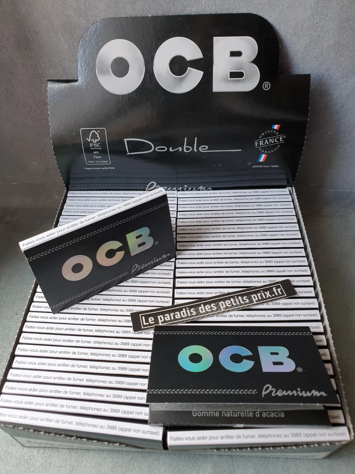 feuille à rouler OCB prémium ,10 carnets de 100 feuilles OCB + 1 briquet offert