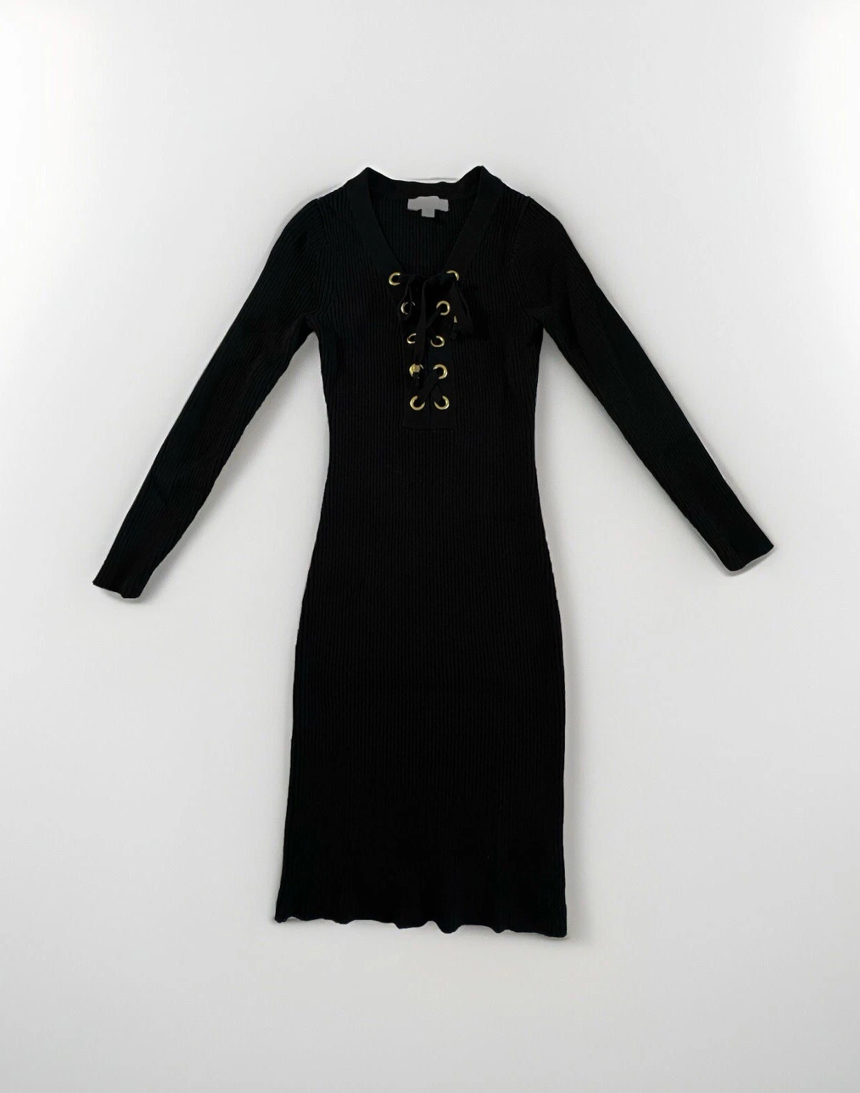 Maglione Michael Kors M elasticizzato nero cravatta stringata a costine FANTASTICO