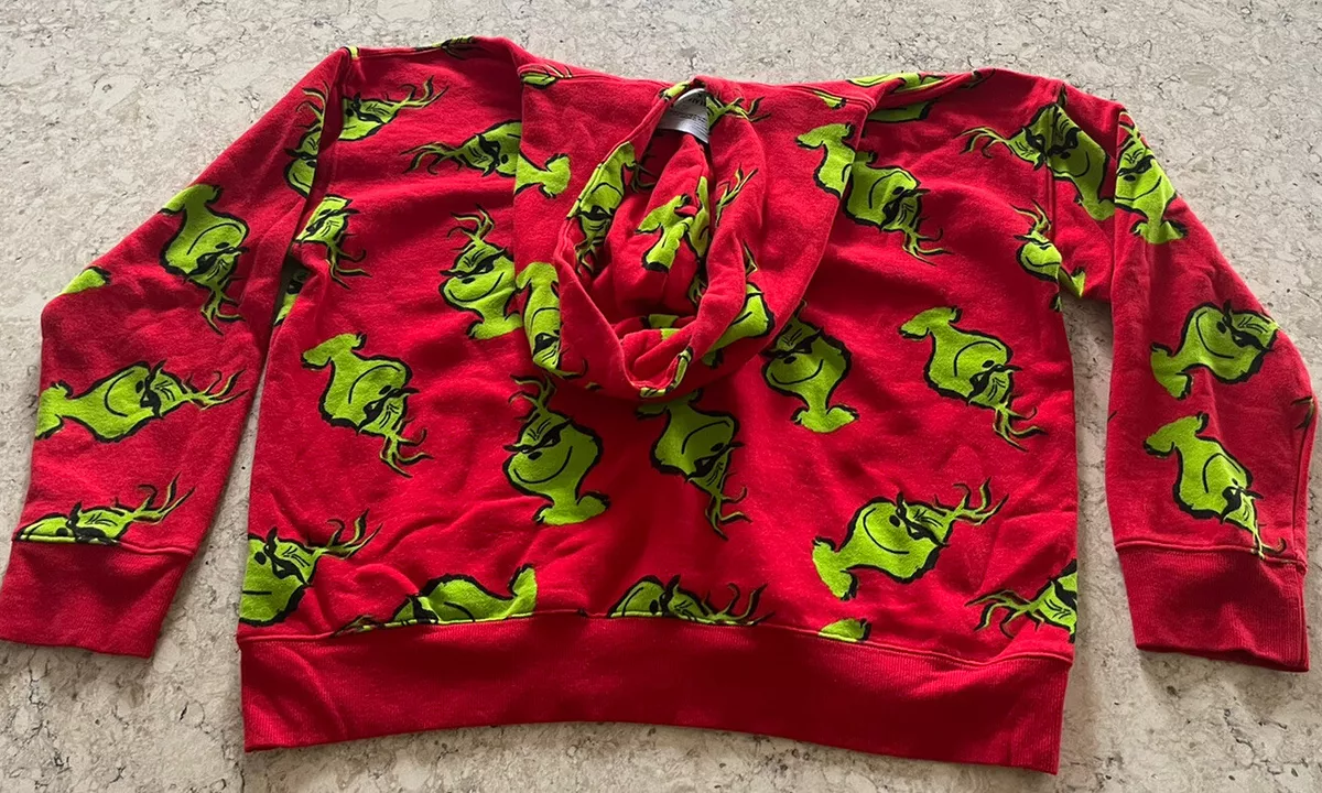 Woman s Medium Forever 21 Red Grinch Hooded Sweatshirt eBay